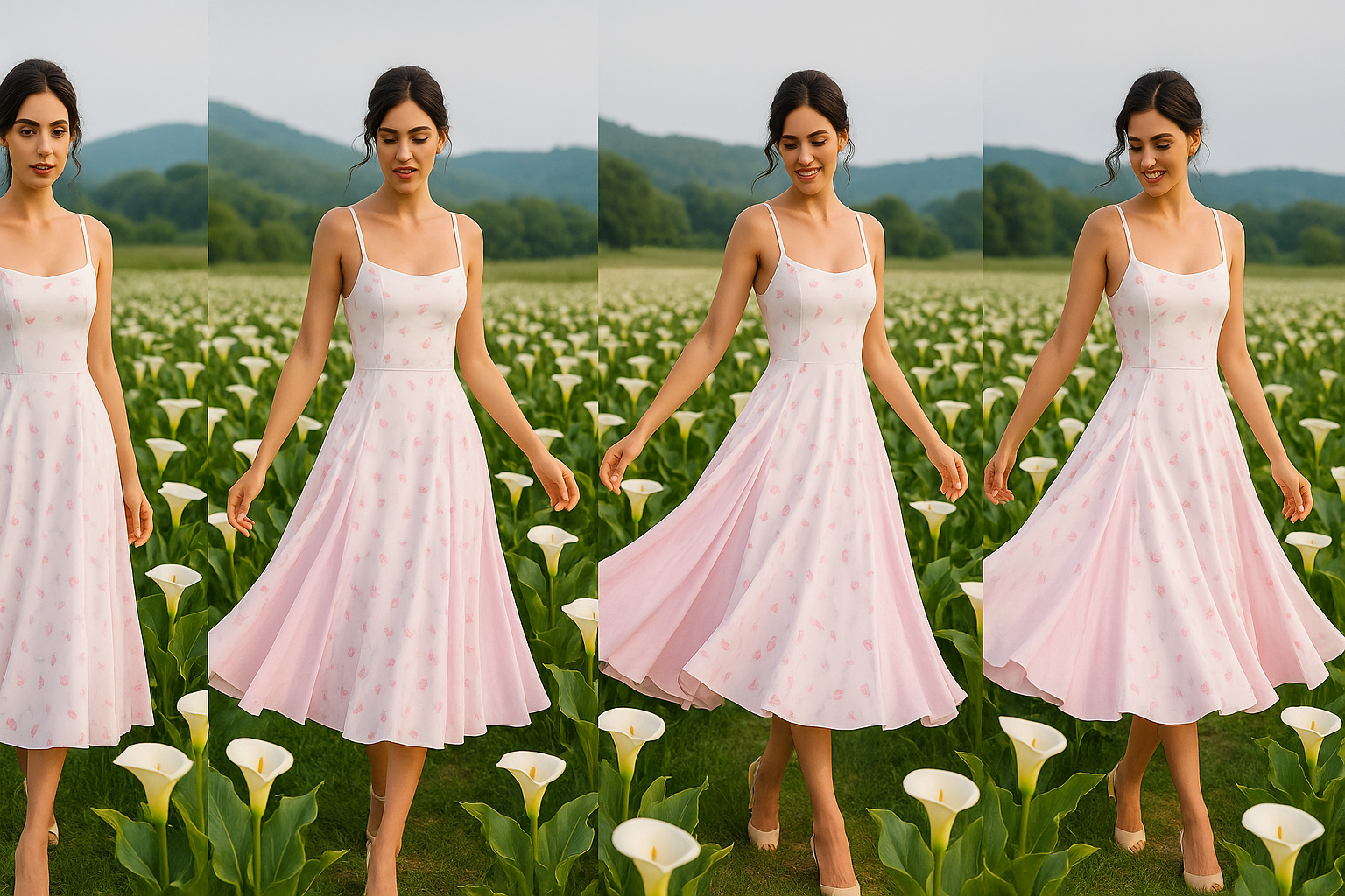 Pink & Blue Blossom Maxi Dress