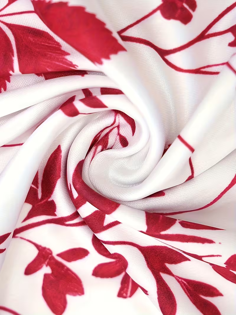 Elegant Red Floral Two-Piece Dress Set