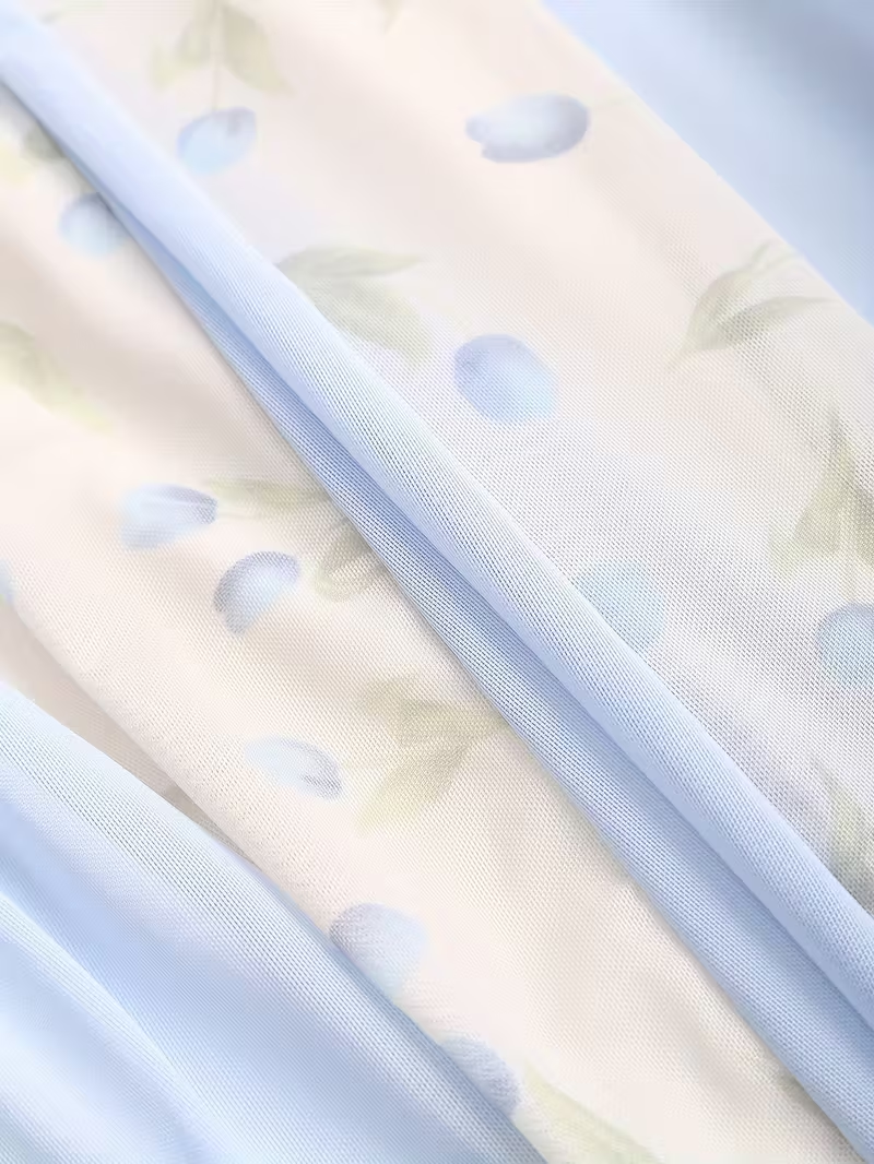 Pink & Blue Blossom Maxi Dress